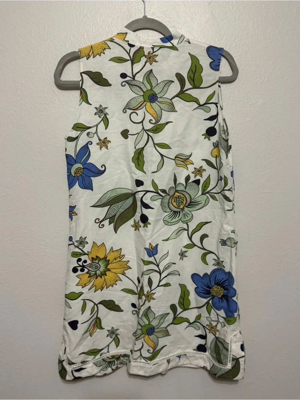 Tory Burch Linen Blend Sleeveless Floral Mini Dress Medium Casual Preppy Resort